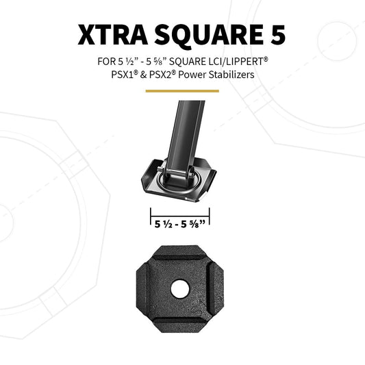 SNAPPAD XTRS5SP4 SnapPad Xtra RV Leveling Pads - Permanent Jack Stabilizers for RVs - 5" Square Leveling Jack Pads for LCI Leveling System - Heavy Duty Replacement for Blocks - Made in The USA (Square 5 4-Pack)