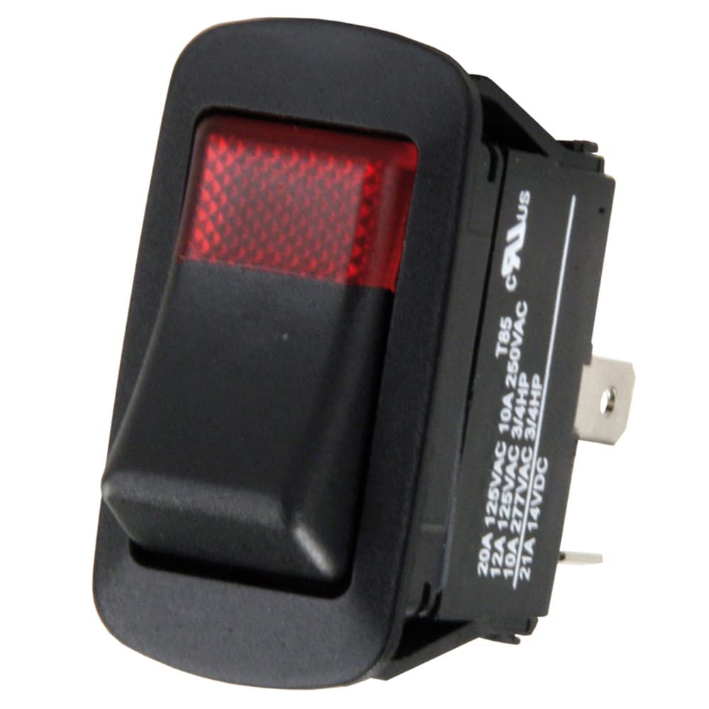 JR PRODUCTS 13815 JR Products 13815 Lens 12V Lamp Water Resistant SPST On/Off Switch, Black/Red