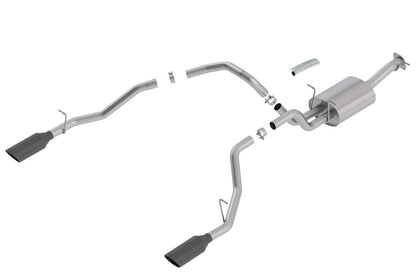 BORLA 140752BC BORLA 140752BC Cat-Back Perf. Exhaust Sys. for '19-'23 Ram 1500 V8 Incl. E-Torque Incl. Rebel & G/T Models (Exc. Classic) T-304 S-Type Dual Split Rear Exit Single 5" Round Black Chrome Tips Each Side.