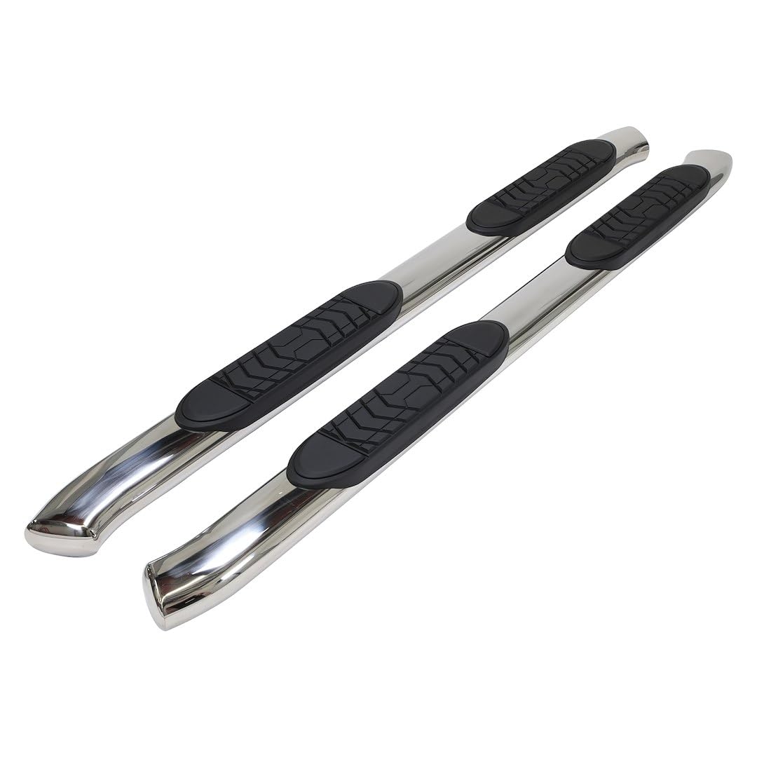 TRAILFX A7092S TrailFX Running Boards Fits Ford Ranger SuperCrew 2019-2023 Polished Stainless Steel 5 Inch Oval BentSide Steps with Step Pads Welded End Caps Rocker Panel Mount