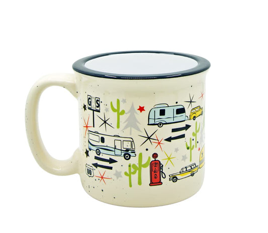 CAMP CASUAL CC-004C Ceramic Coffee Mug - 15 oz Retro Inspired Camping Mug - for Hot & Cold Drinks - Works as a Tea, Soup, & Coffee Mug - Stylish, Versatile, & Microwaveable Camping Coffee Mugs by Camp Casual