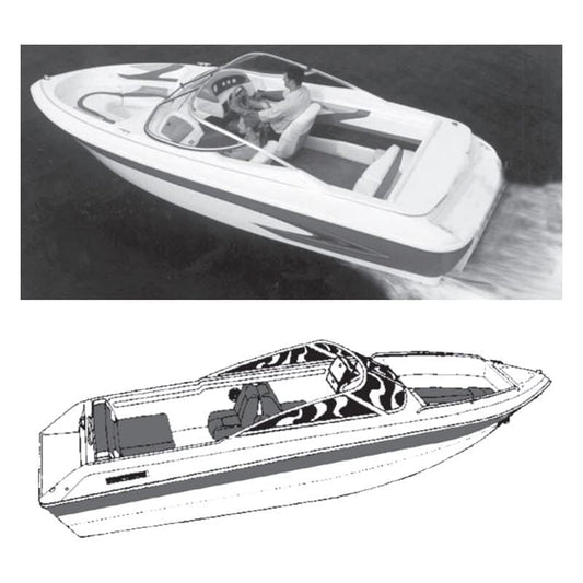 CARVER 77122S-11 Carver CRV77122S-11 22 ft. Vhull Runabout I-O Boat Cover with Windhsield & Bow Rails - Slate Gray