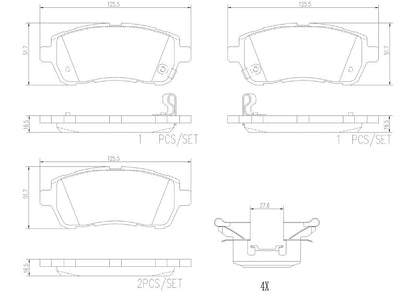 BREMBO P16013N Brembo P16013N Premium Ceramic Front Disc Brake Pad Set DAIHATSU/FORD (CHANGAN)/MAZDA/MAZDA (CHANGAN)/SUZUKI OE# DFY13328ZA