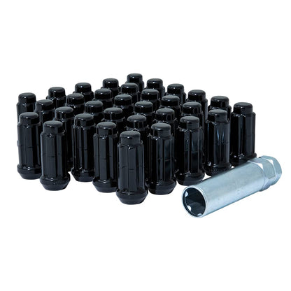 GORILLA K8TS-14150BGR Small Diameter Spline Duplex Lug Nuts - 13/16" & 7/8" Dual Hex Key - 14mm x 1.50 Thread Size - Black Finish - Set of 32 (K8TS-14150BGR)