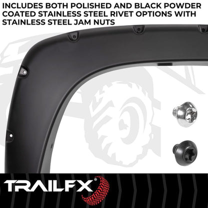 TRAILFX TFC3000S Trail FX Fender Flare TFC3000S Pocket Style Black Smooth Finish 2 Inch Front and 2 Inch Rear Tire Coverage Polypropylene Fits 1999-2006 Chevrolet/GMC Silverado/Sierra 1500/2500/3500