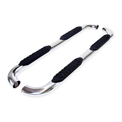 TRAILFX A1019S TrailFX A1019S 4 Inch Oval Bent Nerf Bars Fits 2024–2025 Toyota Tacoma with Step Pads Polished T304 Stainless Steel, Welded End Caps, Rocker Panel Mount, Bolt On Installation
