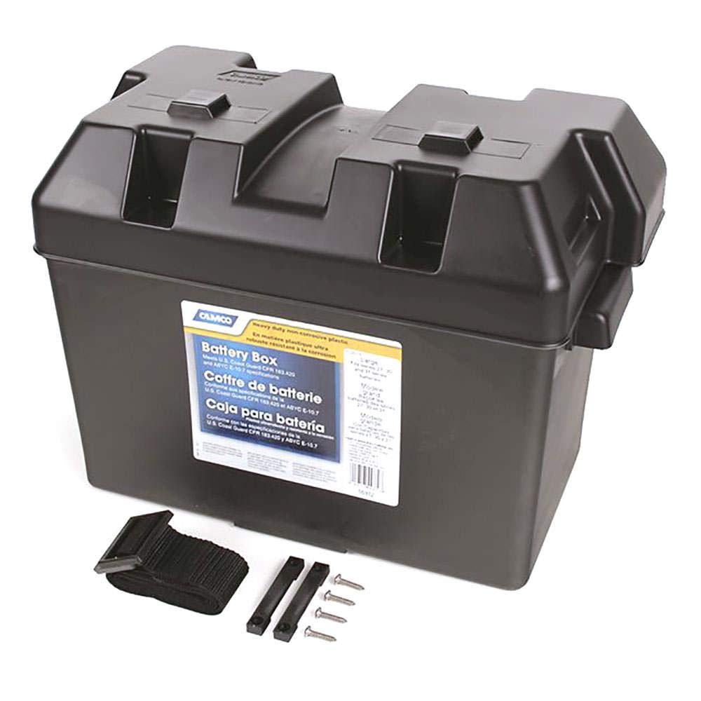 CAMCO 55372 Camco Large Battery Box with Straps and Hardware - Group 27, 30, 31 |Safely Stores RV, Automotive, and Marine Batteries | Measures Inside 7-1/4" x 13-1/4" x 8-5/8" | (55372)