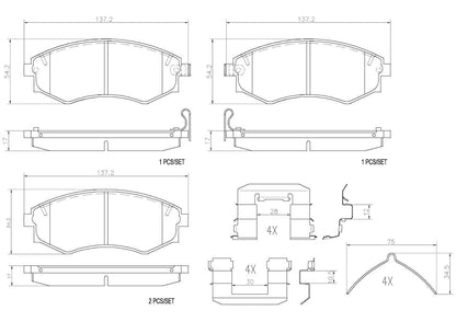 BREMBO P30022N Brembo P30022N Premium Ceramic Front Disc Brake Pad Set HAFEI/HYUNDAI/HYUNDAI (BEIJING)/KIA/MITSUBISHI/SSANGYONG OE# 5810129A40