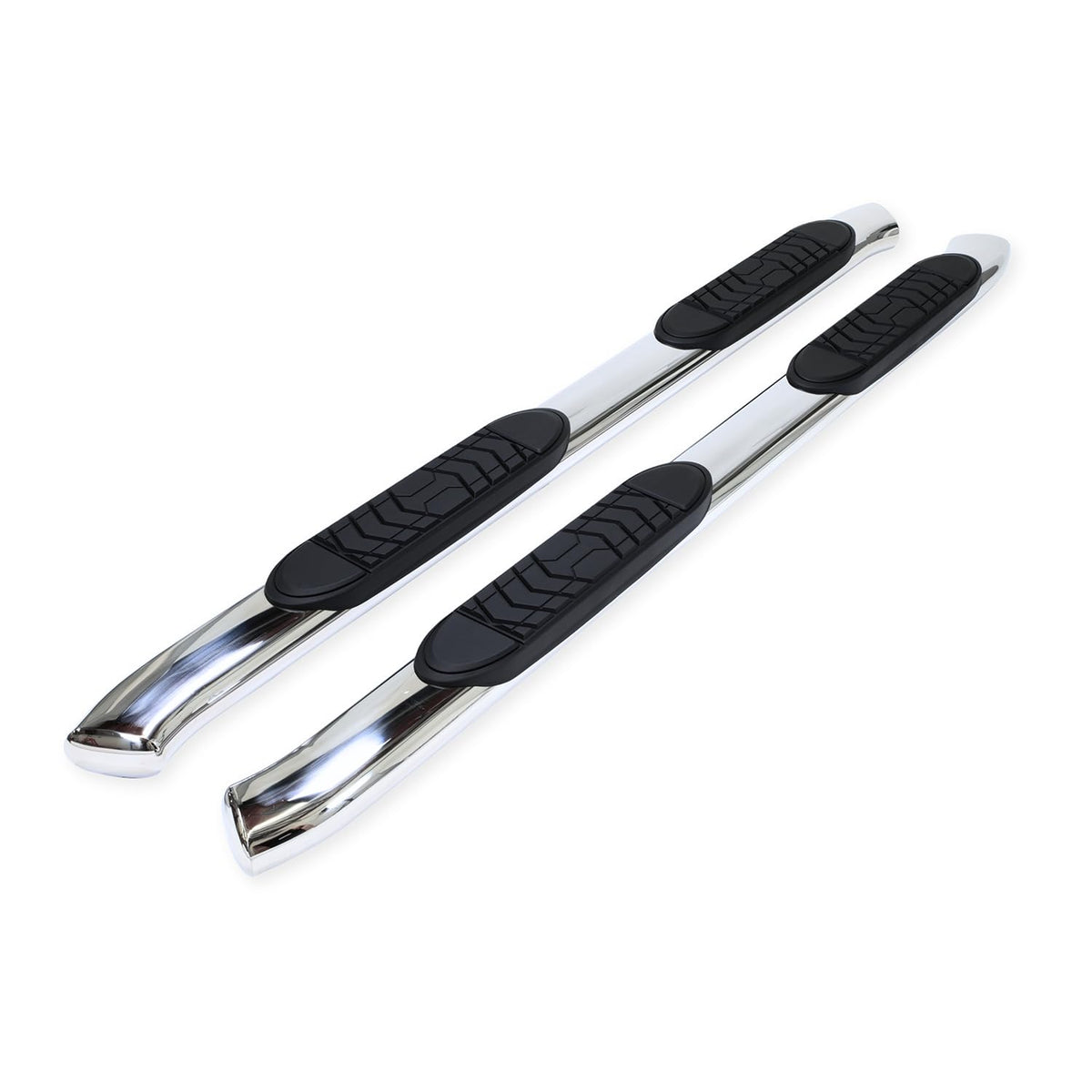 TRAILFX A7092S TrailFX Running Boards Fits Ford Ranger SuperCrew 2019-2023 Polished Stainless Steel 5 Inch Oval BentSide Steps with Step Pads Welded End Caps Rocker Panel Mount