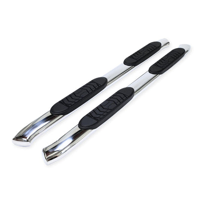 TRAILFX A7092S TrailFX Running Boards Fits Ford Ranger SuperCrew 2019-2023 Polished Stainless Steel 5 Inch Oval BentSide Steps with Step Pads Welded End Caps Rocker Panel Mount