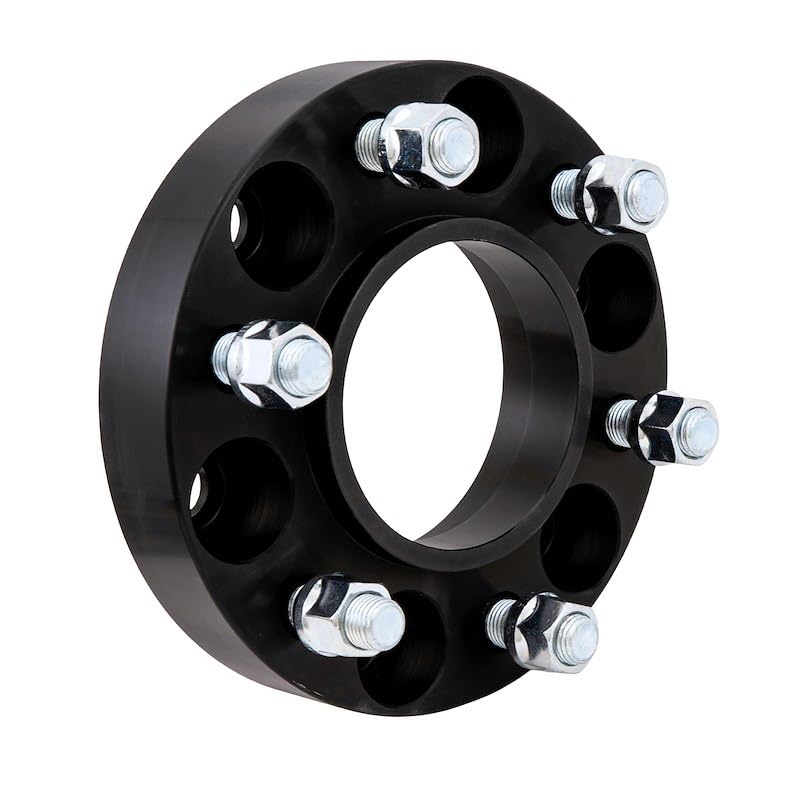 TRAILFX W655008HC Trailfx Wheel Spacer W655008HC, 6 x 5.50 Inch Bolt Pattern, 1.25 Inch Thickness, Wheel Stud Mount, 95 Millimeter Hub Size, Black, Aluminum, Set of 2, 12 Set of Bolts and Nuts, Hub Centric
