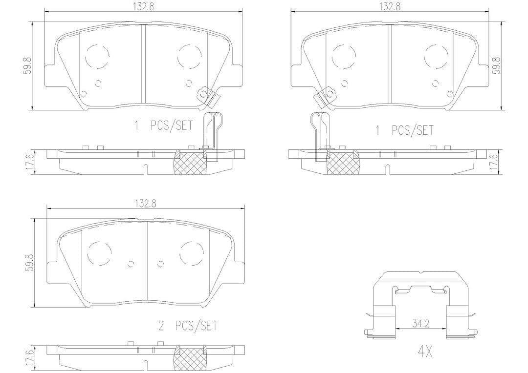 BREMBO P30070N Brembo P30070N Premium Ceramic Front Disc Brake Pad Set HYUNDAI OE# 58101B1A00