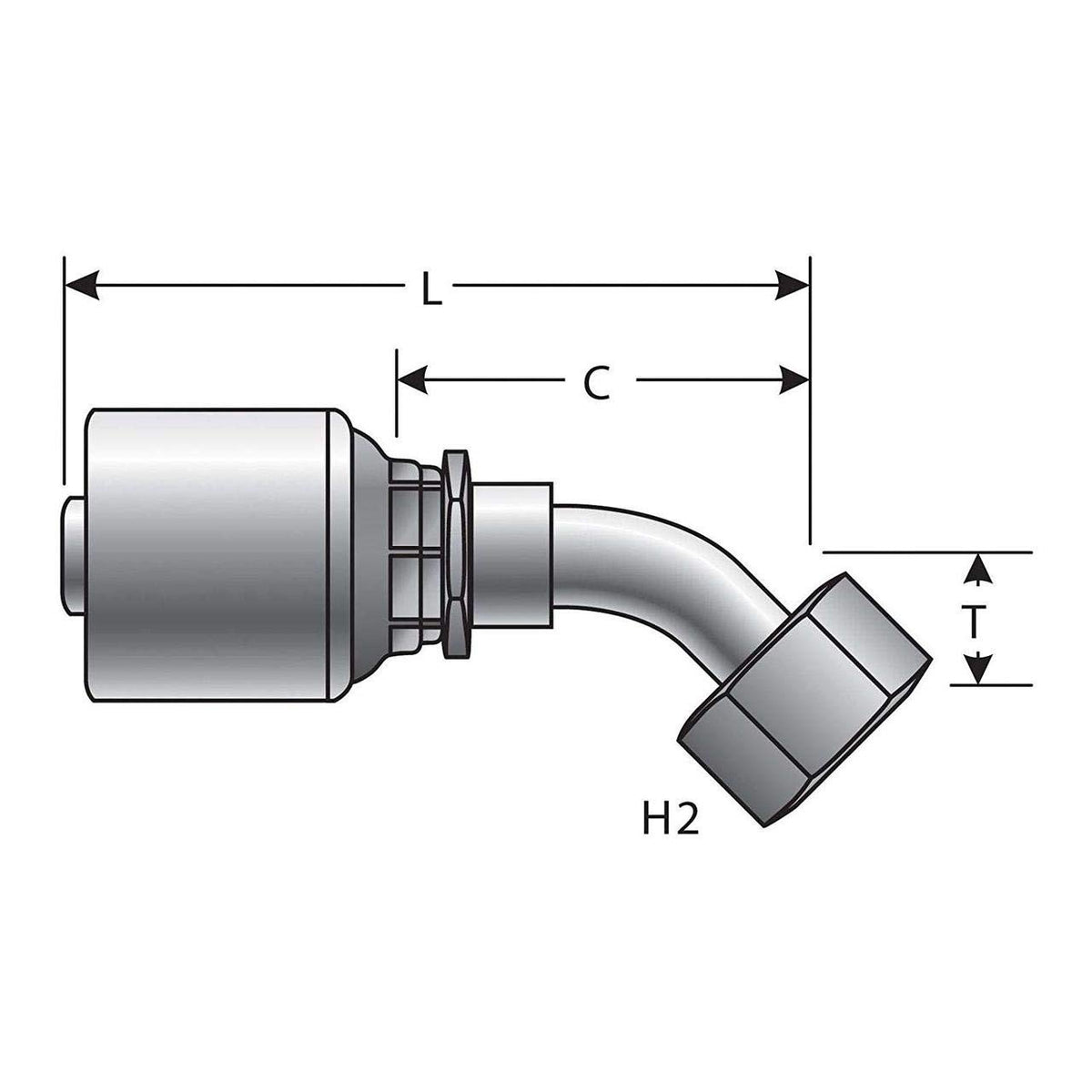 Gates G25175-0406 Female Jic 37 Flare Swivel 45 Bent Tube (Mega