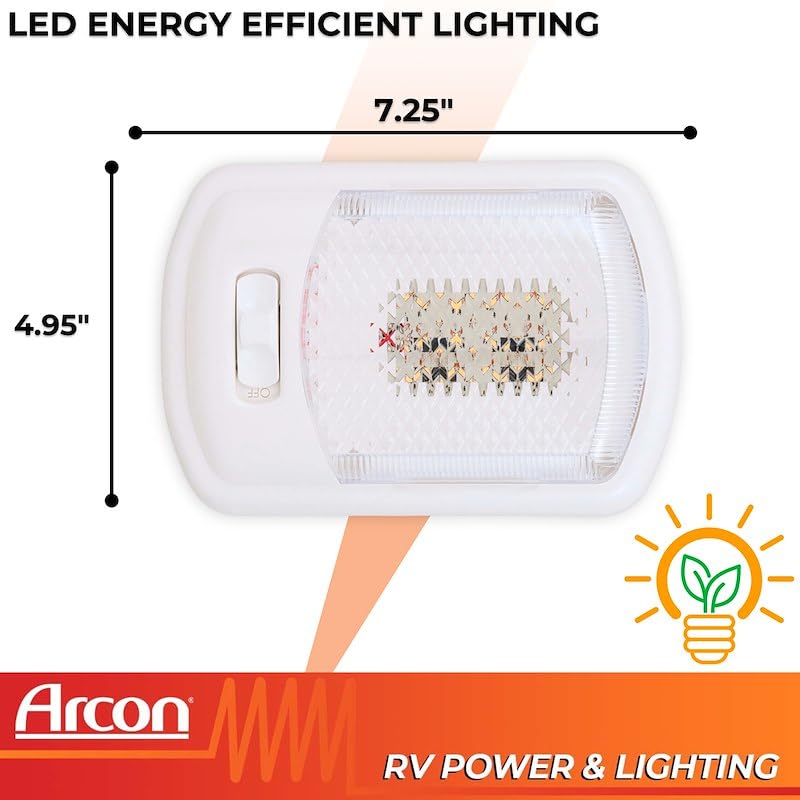 ARCON 20669N Arcon 20669N LED Ceiling Single Light – Euro-Style 12V Bright White SMD, Clear Lens, Easy On/Off Switch, Compact Interior Dome Fixture for RVs, Trailers, or Campers
