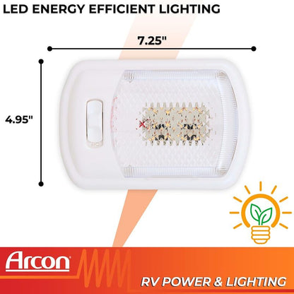 ARCON 20669N Arcon 20669N LED Ceiling Single Light – Euro-Style 12V Bright White SMD, Clear Lens, Easy On/Off Switch, Compact Interior Dome Fixture for RVs, Trailers, or Campers