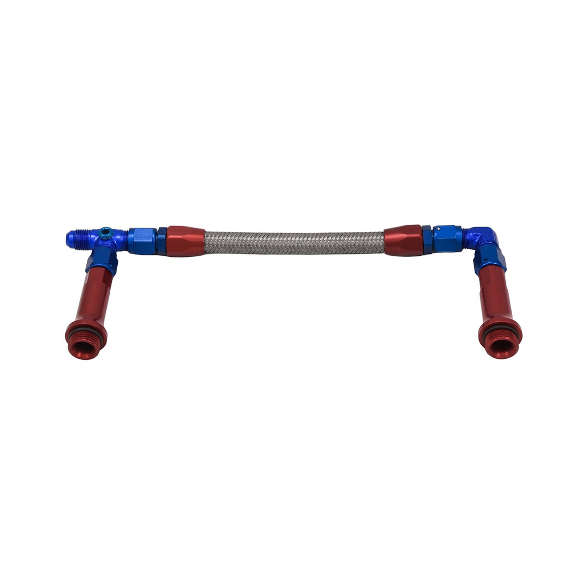 SPEEDFX 575106 SpeedFX Carburetor Fuel Line 575106, Used With Holley Ultra HP Dual Inlet Carburetor, 6AN x 3/8 Inch NPT Port, Anodized, Red/Blue, Stainless Steel Braided Hose