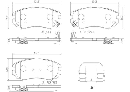 BREMBO P30018N Brembo P30018N Premium Ceramic Front Disc Brake Pad Set CHEVROLET (SGM)/HYUNDAI/HYUNDAI (BEIJING)/KIA/KIA (DYK) OE# 581012CA20