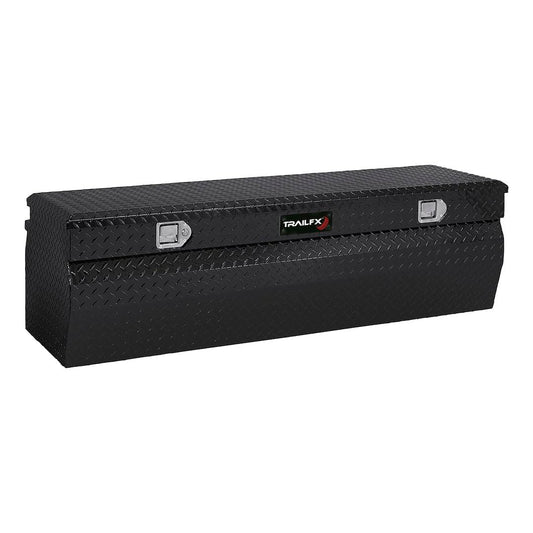 TRAILFX 150562 TrailFX Angled Chest Tool Box Single Lid with Struts Black Gloss Powder Coated 16-Gauge Diamond Tread Aluminum 13.5 Cubic Foot 54 Inch Length x 19-7/8 Inch Width x 17-1/8 Inch Height TrailFX 150562