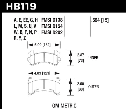 Hawk HB119U.594 Performance DTC-70 Motorsport Brake Pads