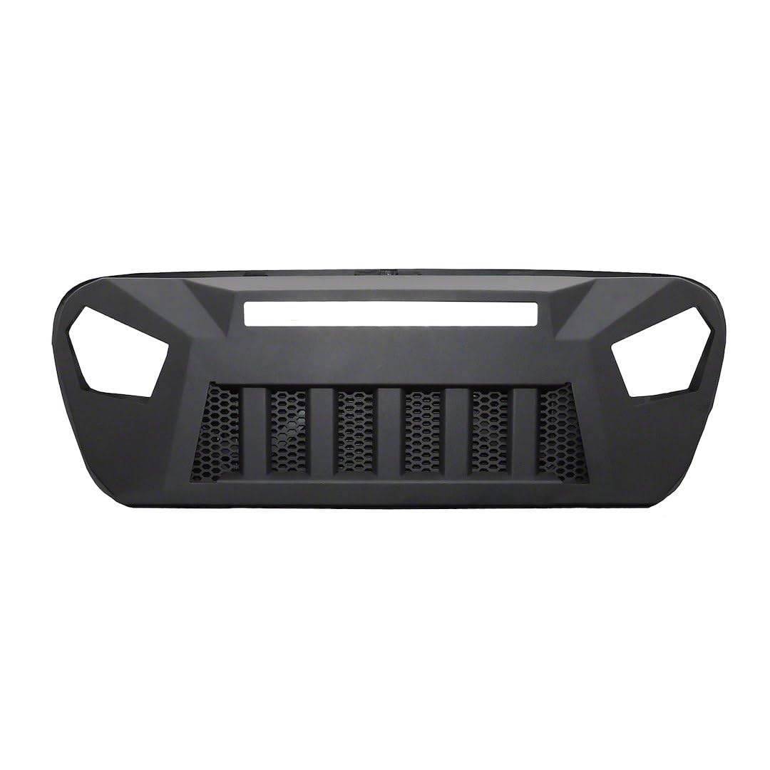 TRAILFX JL09T TrailFX Replacement Grille for Jeep Wrangler JL 2018-2023 Bar Style1 Piece Aluminum Titanium Black Powder Coated With LED Light Bar Cutout