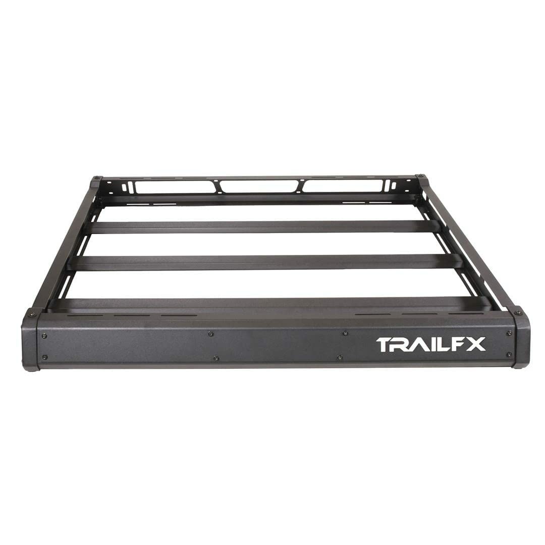 TRAILFX JRB001T Heavy-Duty Aluminum Roof Basket Cargo Carrier for Wrangler JL & Gladiator Direct Fit No Drill Application