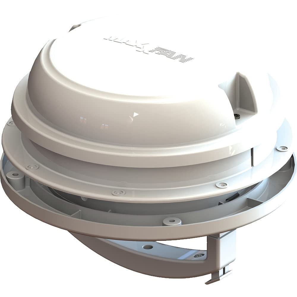 MAXXAIR VENT 00-03812W MAXXAIR Maxxfan Dome 6" Round 12V Ventilation Fan - Compact Solution for Rooftop or Sidewall Ventilation, Exhaust Only, Removable Screens, Fan Guard Rain Shield, Moisture Control, White (00-03812W)
