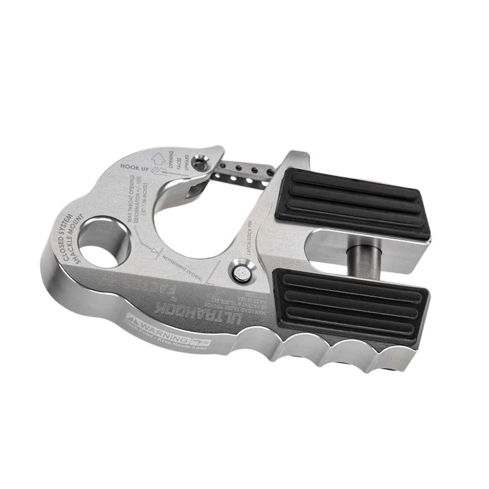 FACTOR 55 00250-05 Factor 55 00250-05 Ultrahook Winch Hook Closed System Shackle Max Load 16,000 lbs ULT Strength Shackle Pin Mount 48,000 lbs Offroad 4x4 Adventure – Silver