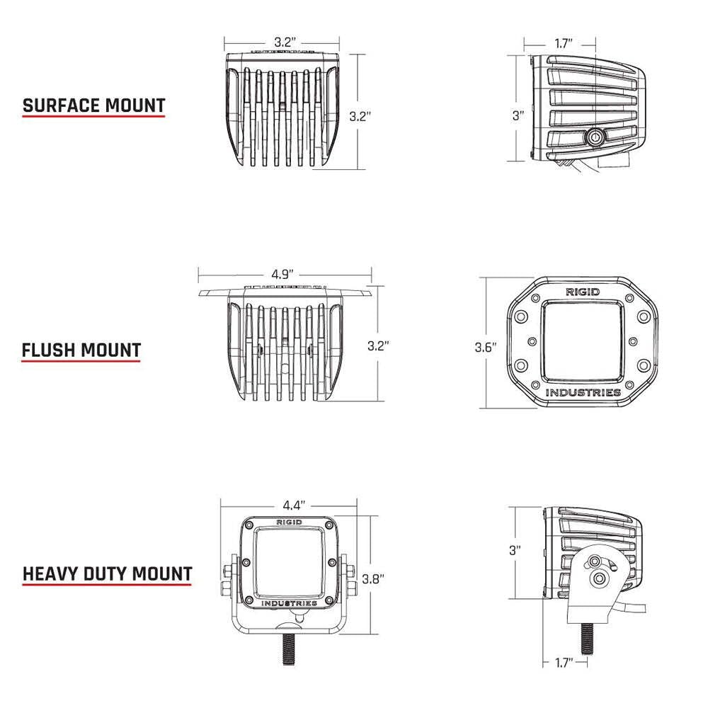 Rigid Industries 502513 Rigid Industries D-Series PRO LED Light Pods Specter Diffused, Pair