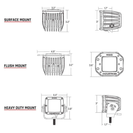 Rigid Industries 502513 Rigid Industries D-Series PRO LED Light Pods Specter Diffused, Pair