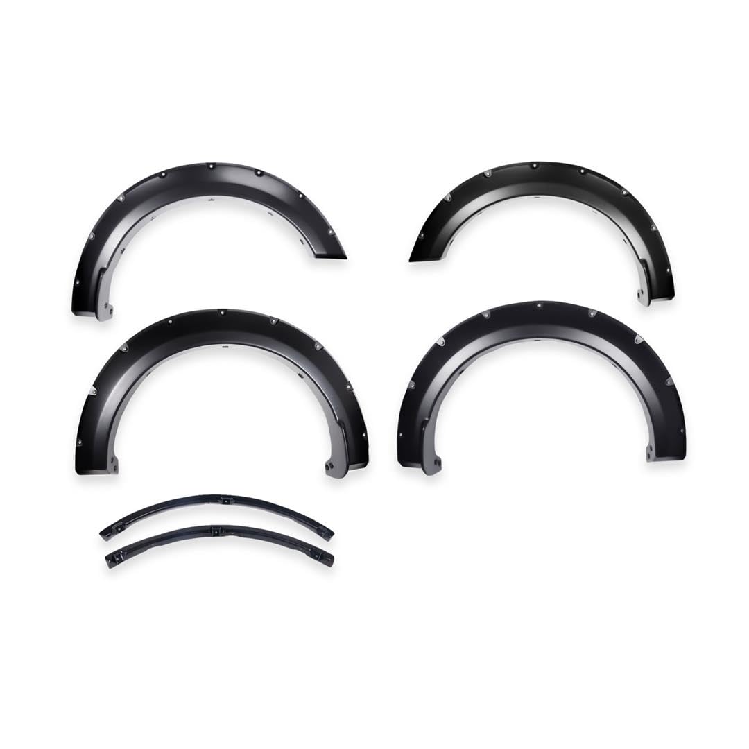 TRAILFX TFF3011S TrailFX Fender Flares Fits Ford F-150 2021-2025 Pocket Style Black Smooth Paintable Polypropylene Set of 4 Fender Flares with Stainless and Black Steel Rivets TrailFX TFF3011S