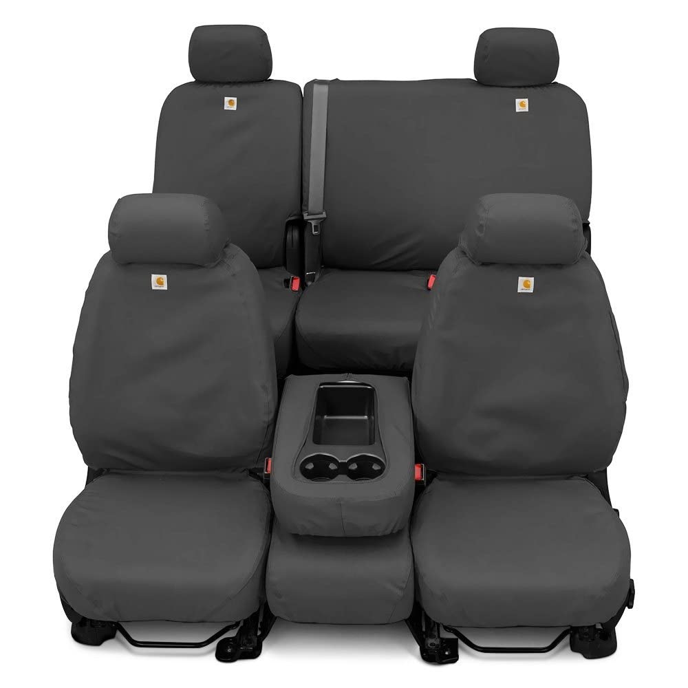 COVERCRAFT SSC3492CAGY Covercraft Carhartt SeatSaver Custom Seat Covers | SSC3492CAGY | 1st Row 40/20/40 Bench Seat | for Select Chevrolet Silverado/GMC Sierra Models | Gravel