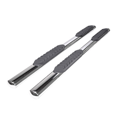 TRAILFX A1545S TrailFX Nerf Bars for Jeep Wrangler JL 4 Door 2018-2025 Polished Stainless Steel 4 Inch Oval Straight Side Steps with Step Pads Welded End Caps Rocker Panel Mount Running Board Pair TrailFX A1545S
