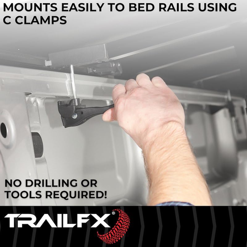 TRAILFX TFX1117 TrailFX Soft Tri-Fold Tonneau Cover Fits Chevrolet Silverado 1500 8 ft Bed 2019-2025 Lockable Using Tailgate Handle 3 Panels and 2 Folds Black Vinyl with Aluminum Rails TrailFX TFX1117