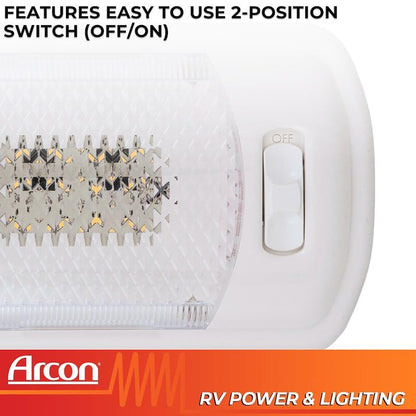 ARCON 20669N Arcon 20669N LED Ceiling Single Light – Euro-Style 12V Bright White SMD, Clear Lens, Easy On/Off Switch, Compact Interior Dome Fixture for RVs, Trailers, or Campers
