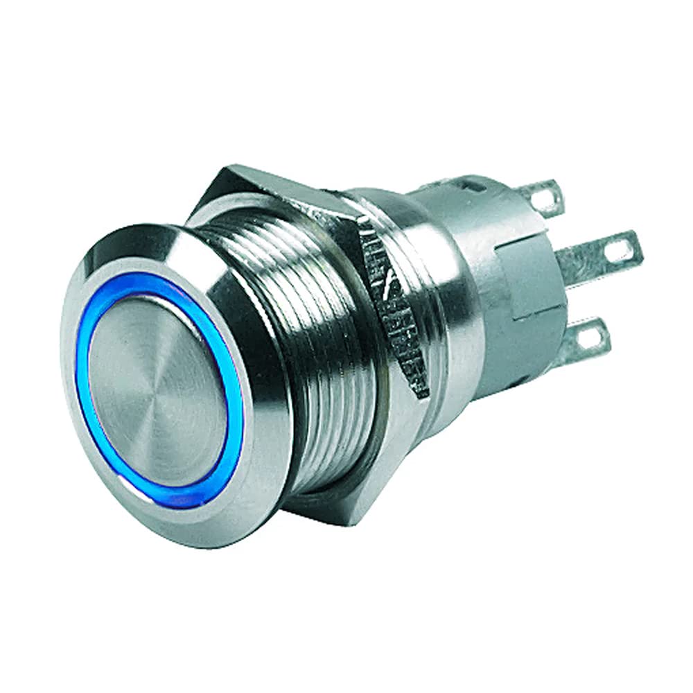 BEP 80-511-0004-01 Marinco Push-Button Switch - 12V Momentary (On)/Off - Blue LED [80-511-0004-01]