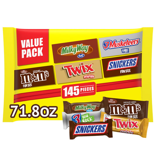 Mars Mars Bulk Chocolate Candy Variety Bag — Snickers, Twix, Milky Way, M&M'S & 3 Musketeers, 145 Count