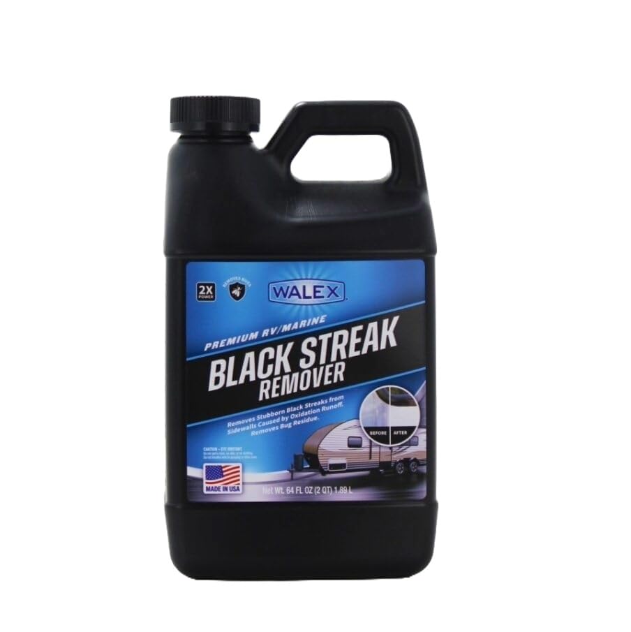 WALEX WALBS64 Walex Premium RV/Marine Black Streak Remover - Powerful Exterior Cleaner for RVs, Campers, and Boats, Restores Original Shine, Removes Tough Stains & Scuff Marks, Easy Application, 64 oz