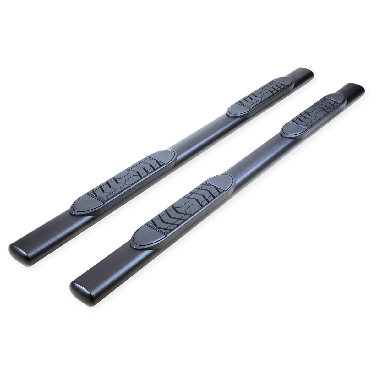 TRAILFX A7102T Trail FX Side Step Bars 5 Inch Oval Straight Nerf Bars with Step Pads and Bed Step Fits 2024-2025 Toyota Tacoma Black Powder-Coated Steel Rocker Panel Mount Bolt On Installation TrailFX A7102T