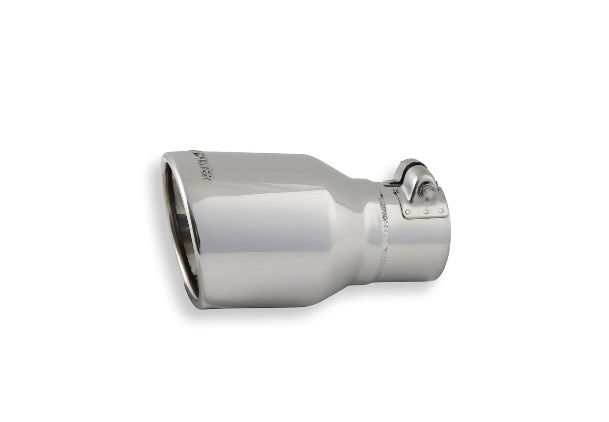 FLOWMASTER 15365 Flowmaster 15365 Exhaust Tip - 4.00 in. Rolled Angle Polished SS fits 2.50 in. Tubing - Clamp On