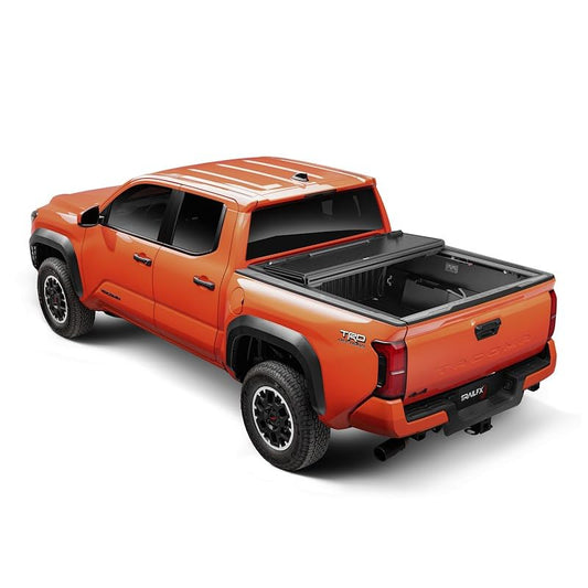 TRAILFX TFX8014 Hard Tri-Fold Tonneau Cover Fits Toyota Tacoma 6 Foot Bed 2024-2025 Lockable 3 Panel Folding Gloss Black Powder Coated Aluminum Low Profile Truck Bed Cover TrailFX TFX8014