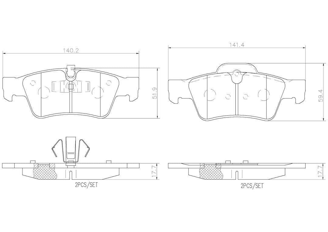 BREMBO P50064N Brembo P50064N Premium Ceramic Rear Disc Brake Pad Set MERCEDES-BENZ OE# A0044205220