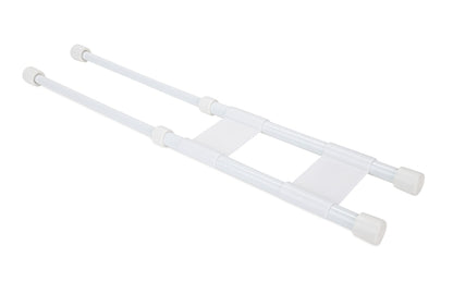 CAMCO 44093 Camco 17" Double RV Refrigerator Bar -Holds Food and Drinks in Place During Travel - Prevents Messy Spills - Spring Loaded and Extends Between 10" and 17" - White (44093)
