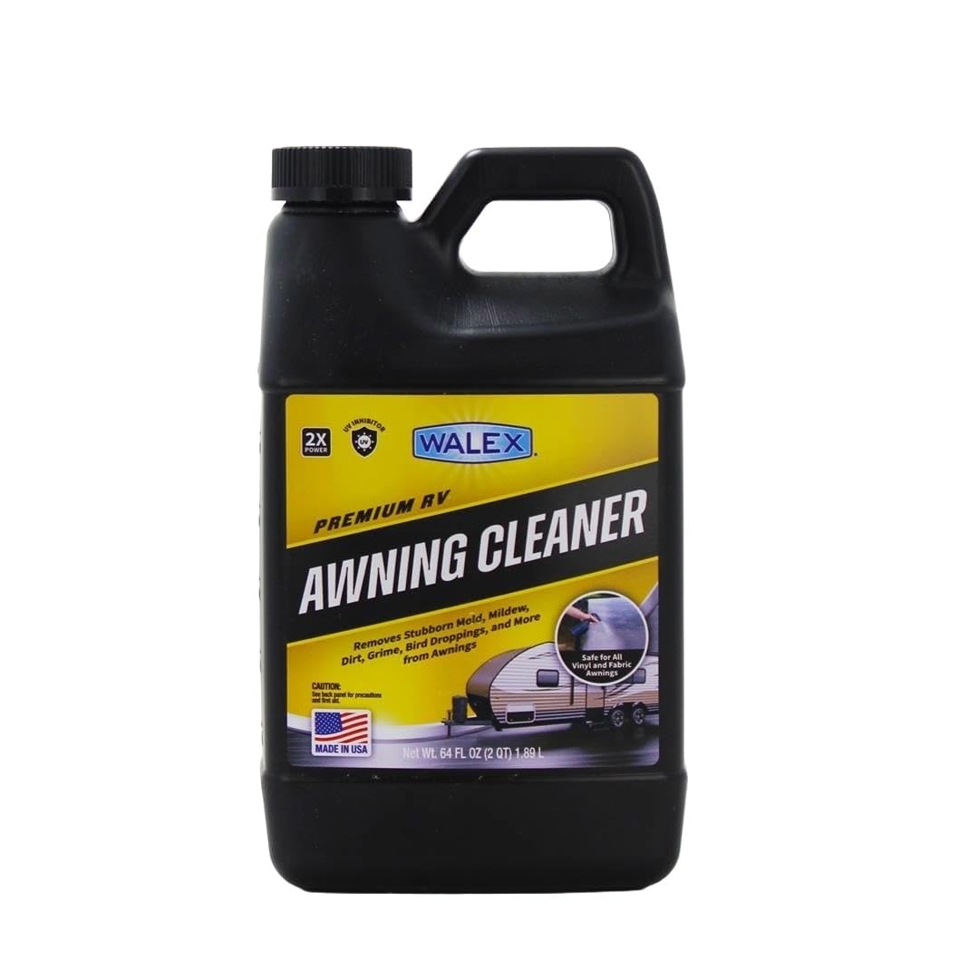 WALEX WALAC64 Walex RV Awning Cleaner - Safe for Vinyl & Fabric, Dissolves Tough Stains, Mold, Mildew, Dirt, Bird Droppings & More; Extends Awning Lifespan for RVs, Campers, Trailers & Motorhomes, 64 oz