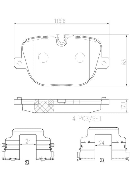 BREMBO P44025N Brembo P44025N Premium Ceramic Rear Disc Brake Pad Set LAND ROVER OE# LR025739