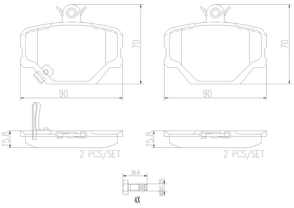 BREMBO P50038N Brembo P50038N Premium Ceramic Front Disc Brake Pad Set SMART OE# A4514210110