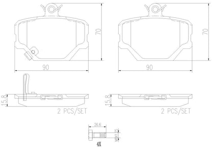 BREMBO P50038N Brembo P50038N Premium Ceramic Front Disc Brake Pad Set SMART OE# A4514210110