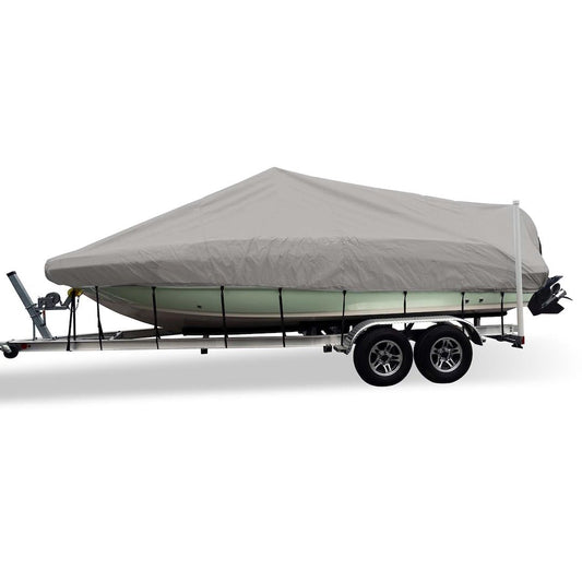 CARVER 79011 CSR 78011 Flex-Fit Cover for V-Hull Fishing Boats - 17' to 19', Haze Gray