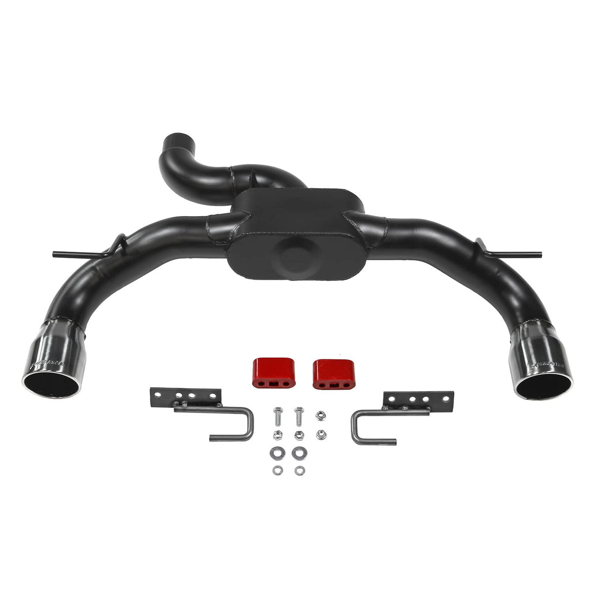 FLOWMASTER 818120 Flowmaster 818120 Outlaw Axle-Back Exhaust Kit 3 Inch 409 Stainless Steel Dual Exit 4 Inch Black Chrome Tips Compatible with 2021-2024 Ford Bronco 2.3L 2.7L 2 & 4-wheel drive 2 & 4 Door