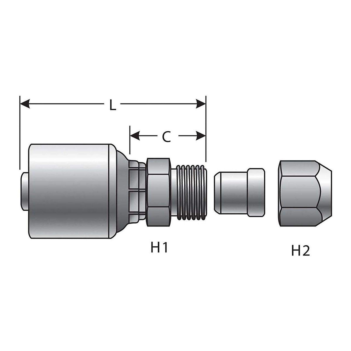 Gates G25510-0404 SAE Male Flareless Assembly (Mega Crimp