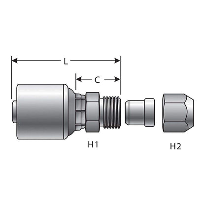 Gates G25510-0404 SAE Male Flareless Assembly (Mega Crimp